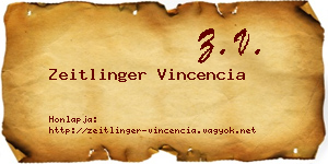 Zeitlinger Vincencia névjegykártya